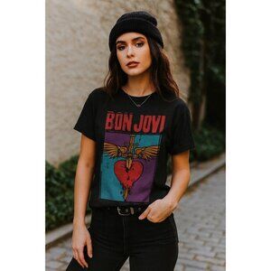 Bon Jovi Heart & Dagger Graphic Tee Shirt Large By American Classics